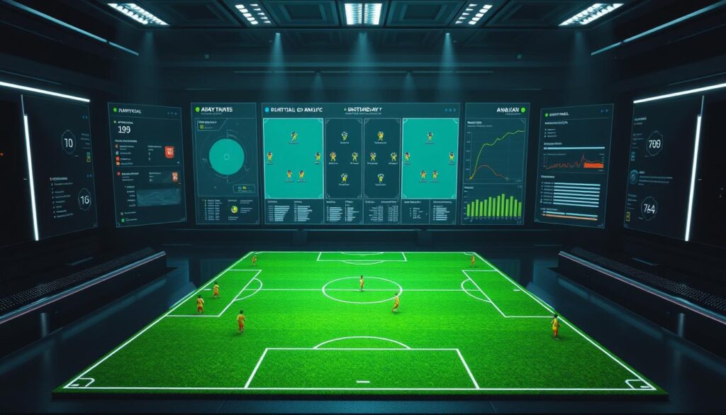 A detailed tactical analysis of a football match, showcased on a digital dashboard. The foreground displays a virtual 3D football field, with player icons representing the different positions. The middle ground features various analytical charts, heat maps, and statistics, providing in-depth insights into the team's strategies and matchups. The background is a sleek, futuristic control room setting, with holographic displays and minimalist design elements. Dramatic lighting casts shadows across the scene, creating a sense of intensity and strategic depth. The overall mood is one of technical precision and data-driven decision-making, reflecting the analytical nature of the "Position-by-Position Breakdown" section. A detailed tactical analysis of a football match, showcased on a digital dashboard. The foreground displays a virtual 3D football field, with player icons representing the different positions. The middle ground features various analytical charts, heat maps, and statistics, providing in-depth insights into the team's strategies and matchups. The background is a sleek, futuristic control room setting, with holographic displays and minimalist design elements. Dramatic lighting casts shadows across the scene, creating a sense of intensity and strategic depth. The overall mood is one of technical precision and data-driven decision-making, reflecting the analytical nature of the "Position-by-Position Breakdown" section.